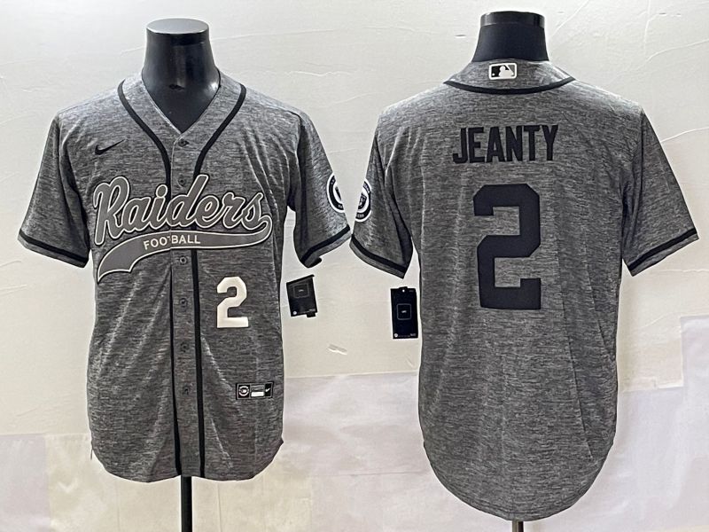 Men 2025 Oakland Raiders #2 Jeanty Grey Joint Name Nike Limited NFL Jersey style 3